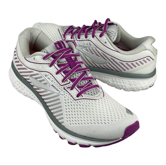 Brooks Shoes - Brooks Ghost 12 "White/Grey/Purple Women's Running Shoe Size 10.5|UK 8.5|EU 42.5